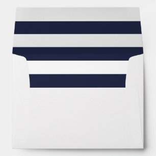 Navy Blue And White Striped Lined Envelope
