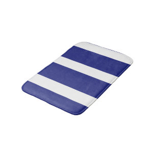 Navy blue and white stripes bath mat