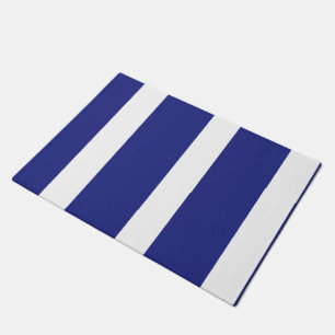 Navy blue and white stripes doormat