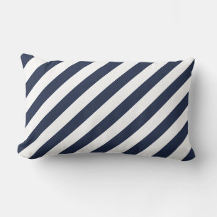 Navy Blue And White Stripes Nautical Pillow