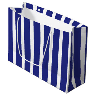 Navy blue and white stripes pattern large gift bag