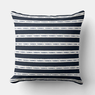 Navy Blue and White Stripes Throw Pillow