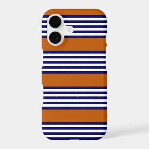 Navy blue and white stripes with burnt orange
