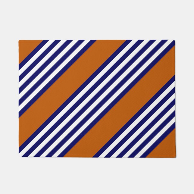 Navy blue and white stripes with burnt orange doormat (Front)