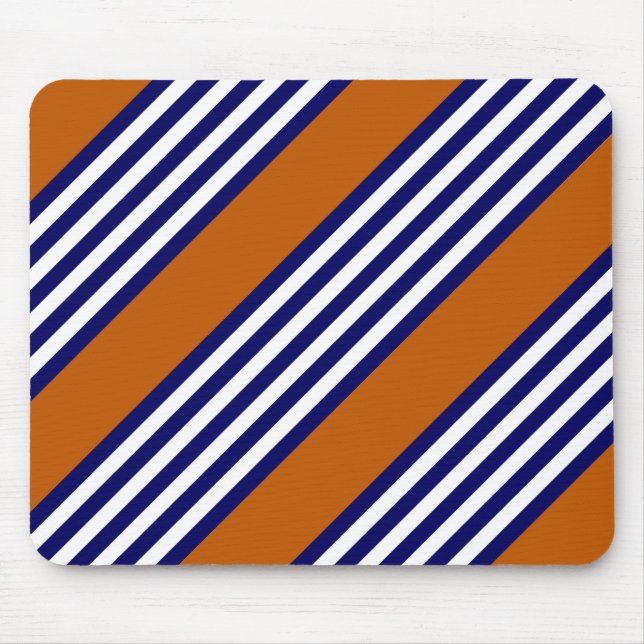 Navy blue and white stripes with burnt orange mouse pad (Front)