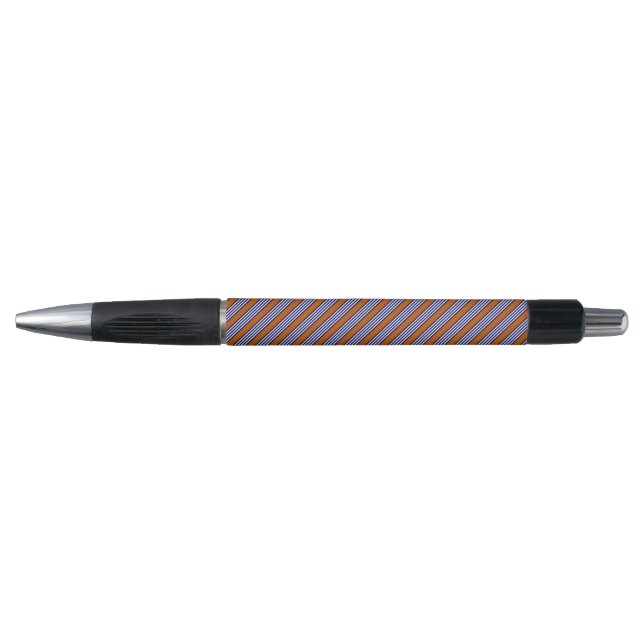 Navy blue and white stripes with burnt orange pen (Front)