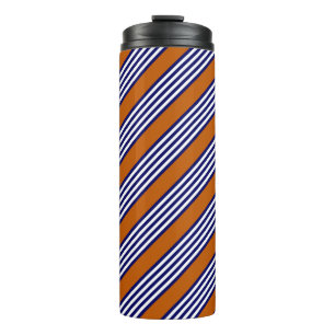 Navy blue and white stripes with burnt orange thermal tumbler