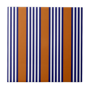 Navy blue and white stripes with burnt orange tile