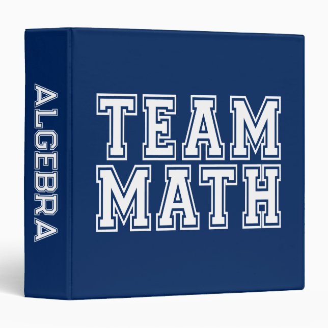 Navy Blue and White Team Math Algebra Binder (Front/Spine)