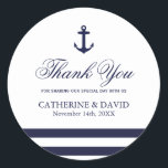 Navy Blue and White Wedding Favour Anchor Stickers<br><div class="desc">Navy Blue and White Wedding Favour Anchor Stickers created by Colourful Designs Inc. These stickers are perfect for a nautical theme wedding. The full collection can be seen here: https://www.zazzle.com/collections/navy_and_white_nautical_wedding_suite-119452017654714881</div>