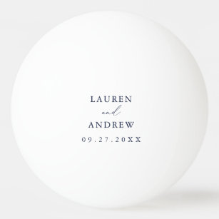 Navy Blue and White Wedding Personalized Beer Pong Ping Pong Ball