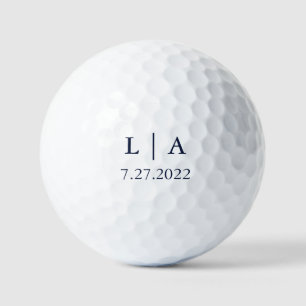 Navy Blue and White Wedding Personalized Golf Ball