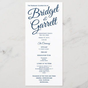 Navy Blue and White Wedding Program