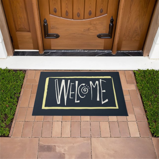 Navy blue and white welcome  doormat (Outdoor)