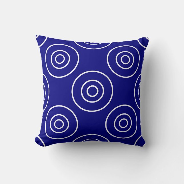 Navy blue and white with circles throw pillow (Front)