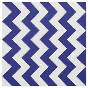 Navy Blue and White Zigzag Geometric Fabric