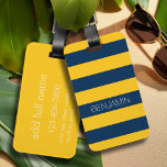 Navy Blue and Yellow Rugby Stripes Custom Name Luggage Tag<br><div class="desc">Dark Blues and a yellow gold -- A manly pattern for the guys and boys in your family. A bold and modern design with an area for customized text. If you need to adjust the artwork or change the font, you can click on the customize area. This will take you...</div>