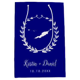 Navy Blue Anguilla Map Wedding Welcome Swag Medium Gift Bag