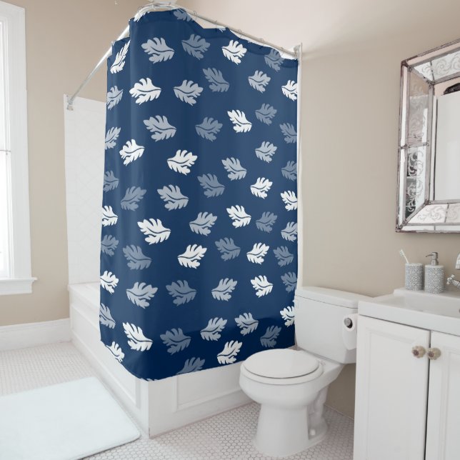 Navy Blue Antique Leaves Pattern (In Situ)