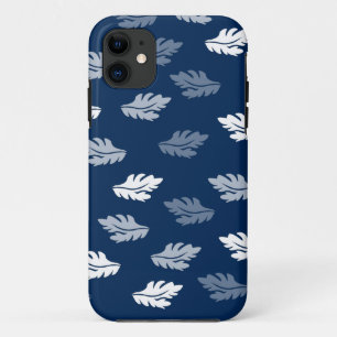 Navy Blue Antique Leaves Pattern  iPhone 11 Case