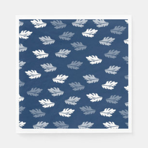 Navy Blue Antique Leaves Pattern Napkin