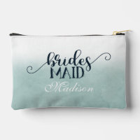 Navy Blue Aqua Ombre Watercolor Wedding Bridesmaid