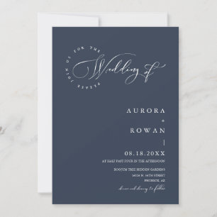 Navy Blue Arch QR Code Wedding Photo Invitation