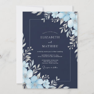 Navy Blue Arctic Wedding Invitation