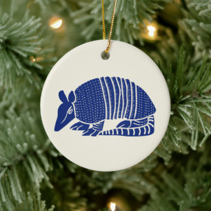 Navy Blue Armadillo Personalized Ceramic Ornament