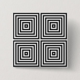 Navy Blue Art Concentric Squares on White BG 2 Inch Square Button