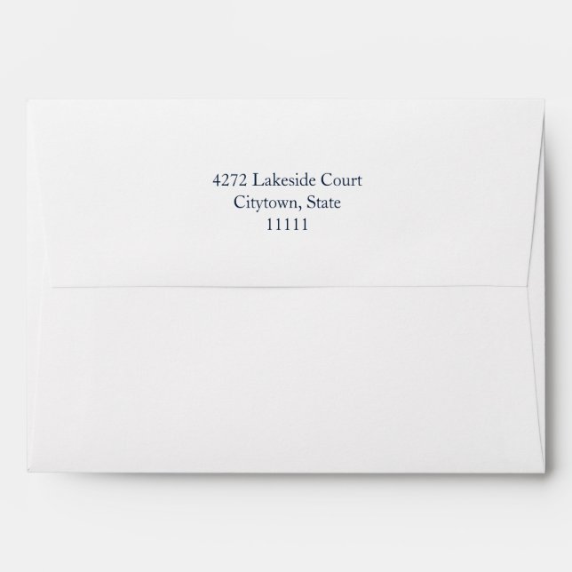 Navy Blue Art Deco Diamonds Return-Addressed Envelope (Back (Top Flap))