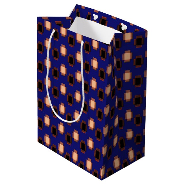Navy Blue Art Deco Medium Gift Bag (Back Angled)