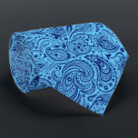 Navy Blue & Baby Blue Floral Paisley Pattern Tie<br><div class="desc">Elegant baby blue background(changeable) with navy blue vintage floral paisley damasks pattern.
Adjustable size of the print and background colour.</div>