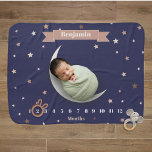 Navy Blue Baby Boy Starry Sky & Moon Milestone Baby Blanket<br><div class="desc">This trendy and modern baby boy milestone blanket features a lovely night sky filled with stars and a bright shining moon against a handsome dark blue background. Customize this cute blanket with your little one's name and track his growth monthly.</div>