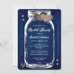 Navy Blue Baby's Breath Floral Bridal Shower Invitation