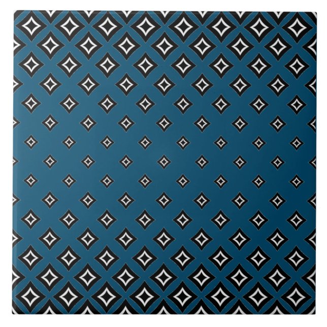 Navy Blue Background and Geometric Square Pattern Tile (Front)
