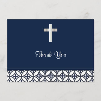Navy Blue Baptism Thank You