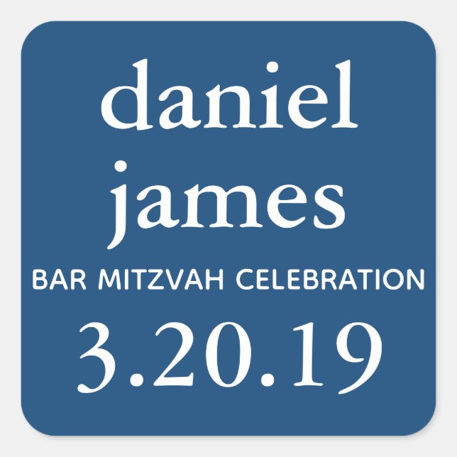 Navy Blue Bar Mitzvah Favour Tag (Front)