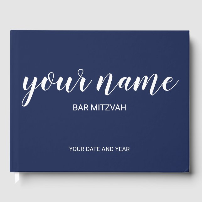 Navy Blue Bar Mitzvah Guest Book (Front)