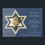 Navy Blue - Bar Mitzvah Invitation<br><div class="desc">Classic and elegante bar mitzvah invitation.</div>