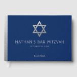 Navy Blue Bar Mitzvah Silver Star of David Custom Guest Book<br><div class="desc">Elegant modern blue and silver classic bar mitzvah personalized custom printed guest book with custom name,  date and Star of David.</div>