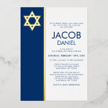 Navy Blue Bar Mitzvah Star of David Gold<br><div class="desc">This navy blue and gold foil Bar Mitzvah invitation features a Star of David design with a modern font.</div>