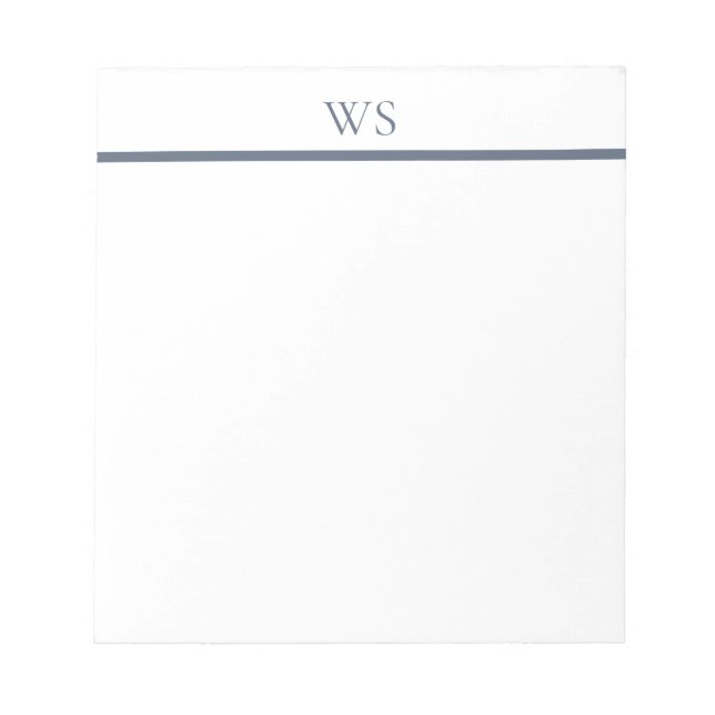 Navy Blue Bar Monogram Personalized Notepad (Front)