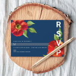 Navy Blue Bat Mitzvah Red Floral Watercolor Bold RSVP Card<br><div class="desc">Be proud, rejoice and celebrate this milestone of your favourite Bat Mitzvah with this sophisticated, personalized RSVP insert card for your event! A chic, stunning, red floral watercolor with modern san serif type overlays a navy blue background. Personalize the custom text with the “reply by” date. Guaranteed to add stylish...</div>