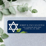 Navy Blue Bat Mitzvah Star of David Floral Address<br><div class="desc">Be proud, rejoice and showcase this milestone of your favourite Bat Mitzvah with this sophisticated, personalized return address label! A white Star of David, watercolor leaf, and modern san serif type overlay a navy blue background. Personalize the custom text with your name and address. Guaranteed to add stylish fun to...</div>