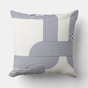 Navy Blue Bauhaus Design on Cream Throw Pillow