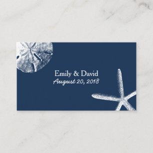 Navy Blue Beach Seashells Wedding Website Insert