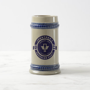 Navy Blue Beer Badge Bachelor Party Branding Stein