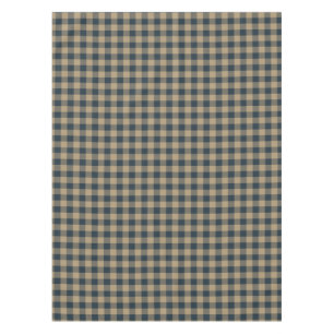 Navy Blue Beige Buffalo Plaid Rustic Festive  Tablecloth