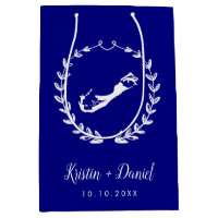 Navy Blue Bermuda Map Wedding Welcome Swag